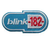 patch rock blink 182 logo bleu ciel 8.5x4 cm écusson thermocollant
