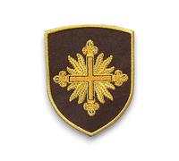Patch Stemma Blason Moschettiere del Re BASSE VISIBILITE, misura 8 x 6,4 cm, supporto da cucire in omaggio, qualità militare
