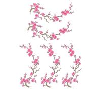 Patch termadesi per l'abbigliamento - Etichette tessili ricamato | Pannelli di cucito decorativo | Coperture riutilizzabili per indumenti | 5 patch di stoffa pacchi con design di fiori di prugna e add