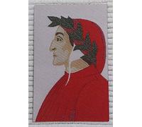 Patch-Toppa Microricamata in HD/Jacquard (Alta Definizione) Dante Alighieri Termoadesiva, Micro Filo, Dimensioni : H.cm.8 X L. cm.5 - Made in Italy
