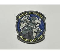 Patch-Toppa Microricamata in HD/Jacquard (Alta Definizione) SAINT MICHAEL Termoadesiva, Micro Filo, Dimensioni : H.cm.7,7 X L. cm. 6,7 - Made in Italy