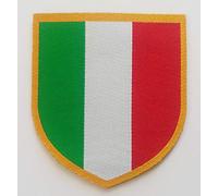 Patch-Toppa Microricamata in HD/Jacquard (Alta Definizione) Scudetto Italia Termoadesiva, Micro Filo, Dimensioni : H 5,8 x L. cm. 6,5-Made in Italy
