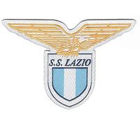 Patch-Toppa Microricamata in HD/jacquard (Alta Definizione) Termoadesiva - Dimensioni : H. cm.5,5 x L. cm.8,2 - Made in Italy, Bianco - Azzurro