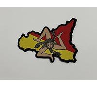 Patch-Toppa Microricamata in HD/Jacquard (Alta Definizione) TRINACRIA Termoadesiva, Micro Filo, Dimensioni : H.cm.5,5 X L. cm.7 - Made in Italy