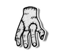 Patch toppa termoadesiva ricamata famiglia Addams mercoledì mano cosa ragazza trecce nere da stirare o cucire (Mano)