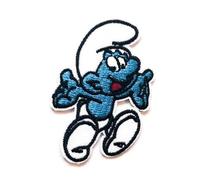 Patch toppa termoadesiva ricamata Puffi grande puffo puffetta fungo da stirare o cucire (D - puffo)