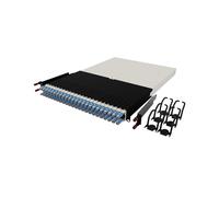 Patchbox ONE Cat.6a 30 RU - Pannello patch a 24 porte con sistema di gestione cavi retrattile per rack da 19", inclusi cavi piatti e cassette da 10 GB, facile installazione di rete e server (STP, blu