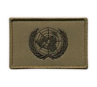 Patchion Bandiera delle Nazioni Unite - SUBDUED - Nero, gancio e asola compatibili con VELCRO® - Patch/Insegna/Emblema ricamato