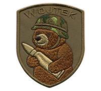 Patchion Corporal WOJTEK The Soldier Bear - Bianco, gancio e asola compatibili con VELCRO® - Patch/Insegna/Emblema ricamato