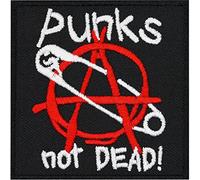 Patchking Toppa di Sicurezza con Stemma Anarchia con Spilla e Scritta Punks Not Dead [Lingua Inglese] Stile Motociclista Rockabilly