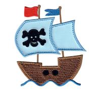 PatchMommy Nave Pirata Toppa Termoadesiva per Bambini, 9 x 7,5 cm | Toppa Termoadesiva Pirata, Toppa Da Cucire per Tessuti, Patch Ricamata per Vestiti da Bambini, Grembiuli Scolastici & Zaini