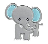 PatchMommy Toppa Termoadesiva Elefante Patch Ricamate (Grigio/Blu) per Ferro da Stiro o per Cucire - Toppe Adesive per Vestiti, Applicazioni per Tessuti Bambini