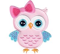 PatchMommy Toppa Termoadesiva Gufo Rosa e Blu Patch Ricamate per Ferro da Stiro o per Cucire - Toppe Adesive per Vestiti, Applicazioni per Tessuti Bambini