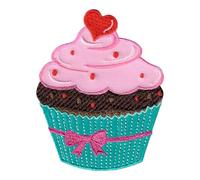 PatchMommy Toppa Termoadesiva Muffin Torta Rossa/Blue Patch Ricamate per Ferro da Stiro o per Cucire - Toppe Adesive per Vestiti, Applicazioni per Tessuti Bambini