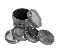 PatchouliWorld Black Leaf - Grinder con denti a punta di diamante, 4 pezzi, altezza 36 mm, Ø 50 mm, colore: grigio