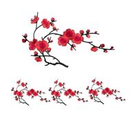 Patchs Fleurs Brodés 4 Pièces Décoratives Fleur De Prunier Lavables