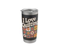 Patchwork artigianale retrò I Love Quilting Passion Bicchiere termico in acciaio inox doppia parete