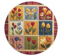 Patchwork-Blumen Puzzle rotondo da 1000 pezzi, puzzle a quadrati colorati, regalo creativo per ragazzi e adulti, 1000 pezzi (67,5 x 67,5 cm)