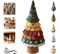 Patchwork Christmas Tree Decoration Kit,DIY Fabric Christmas Tree Craft Set with Buttons & Thread,Handmade Holiday Ornament Making Kit for Quilters Crafters Xmas Decor (C)