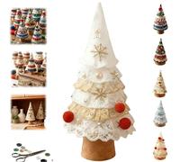 Patchwork Christmas Tree Decoration Kit,DIY Fabric Christmas Tree Craft Set with Buttons & Thread,Handmade Holiday Ornament Making Kit for Quilters Crafters Xmas Decor (F)