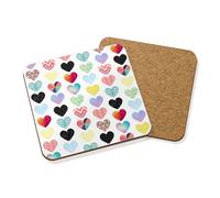 Patchwork Cuori Motivo Sottobicchiere Tappetino Sughero Quadrato - Amore Ragazze