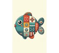 Patchwork Fish Notebook: Quilted Ocean Whimsy | Colorful stitched fish notebook for kids, dreamers, and ocean lovers.