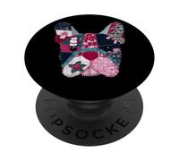 Patchwork invernale con bulldog francese per le vacanze PopSockets PopGrip Adesivo