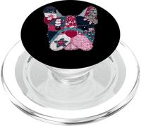 Patchwork invernale con bulldog francese per le vacanze PopSockets PopGrip per MagSafe