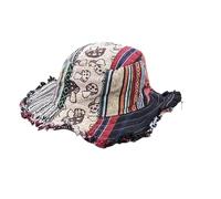 Patchwork Multicolored Mushroom Hemp Hat with Hidden Pocket Fedorahats, Mushroom Hats Blend Vintage Fabrics, Handmade Patchwork Stripe Bucket Hat Sunhat Women Menfor Holiday Beach (1PC)