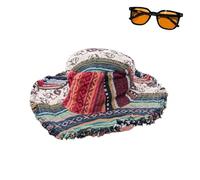 Patchwork Multicolored Mushroom Hemp Hat with Hidden Pocket Fedorahats, Mushroom Patchwork Hemp Hat Blend Vintage Fabrics Men Women