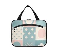 Patchwork Pattern Fiori Pastello Pesca Appeso Uomini Toiletry Bag con gancio, Designer Impermeabile Trapuntato Trucco Bag per Accessori Must Haves Cruises bolsos para Hombre L
