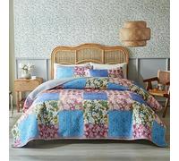 Patchwork reversibile patchwork floreale set di copertina trapuntata in microfibra leggera di grandi dimensioni per tutta la stagione decorazioni per la fattoria design morbido F 200 * 230cm