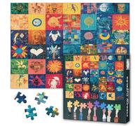 Patchwork Trapunta Graffiti Puzzle per Adulti 1000 Pezzi, Opera d'arte colorata Difficile Difficile Sfidante Famiglia Puzzle Giochi con lettere sul retro Finito 69,8 x 50 cm