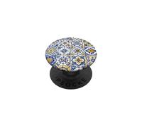 Patchwork Vintage Mediterraneo Giallo Blu Piastrelle Mosaico PopSockets PopGrip Adesivo
