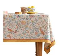 patdrea Tovaglia in lino floreale, resistente e traspirante, per cucina, sala da pranzo, rettangolare, per feste, vacanze, 140 x 139,7 cm