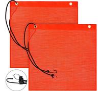 Patelai 2 bandiere di sicurezza da 45,7 x 45,7 cm, colore arancione, bandiera di avvertimento in rete elastica di sicurezza, resistente alle intemperie, con occhielli e corda elastica