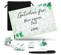 Patelai 24 Puzzle Voucher Biglietti di Auguri in Legno Crea il Tuo Puzzle con Pennarello e Sacchetto Regalo Voucher da Riempire da Soli Puzzle Vuoto per DIY Pittura (Stile Foglie)