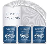 Patelai 50 buste trasparenti per documenti, 10,2 x 15,2 cm, porta passaporto, con tacca per pollice, in plastica PVC, contiene fino a 30 fogli, per scuola, ufficio, viaggi, rientro a scuola