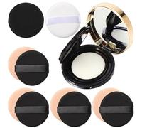 Patelai 7 scatole vuote da 14,2 g con spugnetta e specchio, contenitore portatile per trucco in polvere con spugne e soffi extra, scatola ricaricabile per fondotinta e crema (nero)