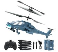 PATEMZON Apache RC Elicottero, 2.4GHz Militare Telecomandato RC, Aereo RC per Bambini e Adulti, 2 Batterie 24 Minuti, luci a LED, Altezza di Avviamento, Giocattolo per Bambini 8 a 12 (Blu)