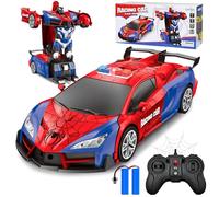 PATEMZON Auto Telecomandata Trasformabile Giocattolo, 2.4GHz Trasforma Robot & RC Auto con Luci e Suoni, Spider Telecomandato Giocattolo per Esterni Rotazione a 360° per Bambino dai 3+ Anni