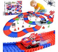 PATEMZON Circuit Voiture Enfant, Spider Railcar, Jouet de Circuit Automobile avec 2 Voitures, 208 PCS de Piste de Course de Voitures, Jouets de Course Circuit pour Enfants de 3 4 5 Ans