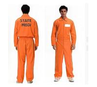PATEMZON Costume da Prigione Adulto, Tuta Carcerato Arancione da Uomo Donna, Costume da Detenuto Arancione con Cintura e Manette, Vestito Costumi Prison Jumpsuit per Carnevale Halloween Cosplay (XL)
