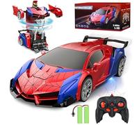 PATEMZON Macchina Telecomandata, Trasforma Robot & RC Auto da Corsa, 2.4ghz Spider Cars Macchinine con Batteria Ricaricabile, Effetto Luce e Suono per Regalo Compleanno Natale Bambino Bimbi 3-9 Anni