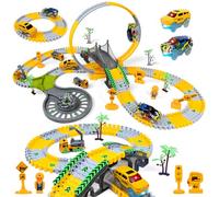 PATEMZON Pista Macchinine, Pista da Corsa, Set da Pista Auto Flessibile, 6 Macchinine per Bambini, Costruzione Tuta Giocattoli, Regalo di Compleanno per Bambini, per 3 4 5 6 7 8 Anni Ragazzi