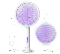 PATEMZON Racchetta Zanzare Elettrica 4000V, Ricaricabile USB 1200mAh Racchetta Zanzare Elettrica Pieghevole, con Base e Lampada UV, Protezione Maglia a 3 Strati Adatto per Casa Giardino Campeggio