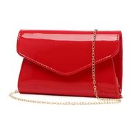 Patent Leather Envelope Clutch Womens Evening Handbag Stylish Shoulder Bag Bag for Christmas Wedding Party Prom(Red 916)