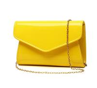 Patent Leather Envelope Clutch Womens Evening Handbag Stylish Shoulder Bag Borsa per Natale Wedding Party Prom (Giallo 916)
