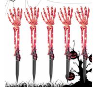 Path Lights, Halloween Skeleton Hand Stake Lights, Waterproof Decorative Lamps for Outdoor Party, Garden, Lawn, Patio, Driveway, Walkway, Yard Display, Purple and Red