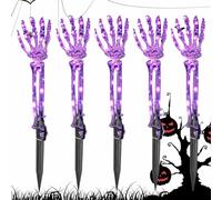 Path Lights, LED Lights with Stake, Halloween Hand Skeleton Design with Bright Waterproof Illumination, Sturdy Outdoor Decor Lighting for Party Ambiance, Garden Pathway, Patio Driveway